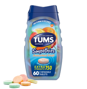 Tums Antacid Smoothies Extra Strength 750 Assorted Fruit 60tab