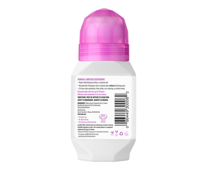 Crystal Essence Mineral Deodorant Roll-On Unscented 66ml