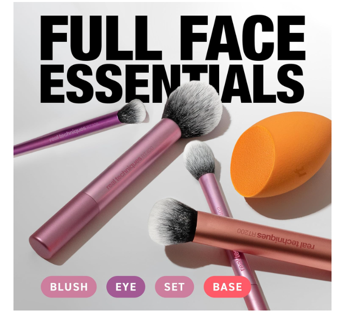 Real Techniques 6 Piece Everyday Essentials Makeup Brush and Sponge Value Set