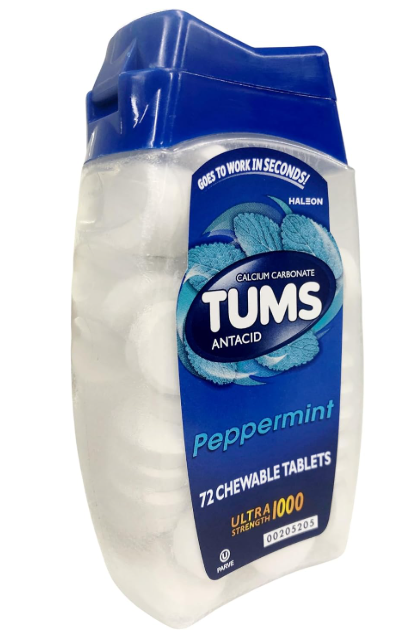 Tums Antacid Ultra Strength 1000 Peppermint 72 Chewable Tablets