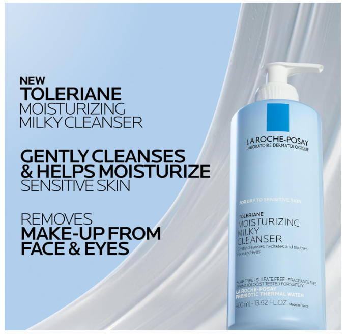 La Roche-Posay Toleriane Dermo Milk Facial Cleanser for Sensitive and Allergy-Prone Skin 200ml