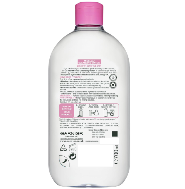 Garnier SkinActive Micellar Cleansing Water All-in-1 for Sensitive Skin 700ml