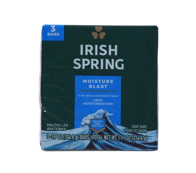 Irish Spring Moisture Blast Deodorant Soap with HydroBeads 3.7oz – 3 Pack