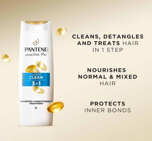 Pantene Pro-V Classic Clean 3 in 1 Shampoo + Conditioner + Treatment 625ml