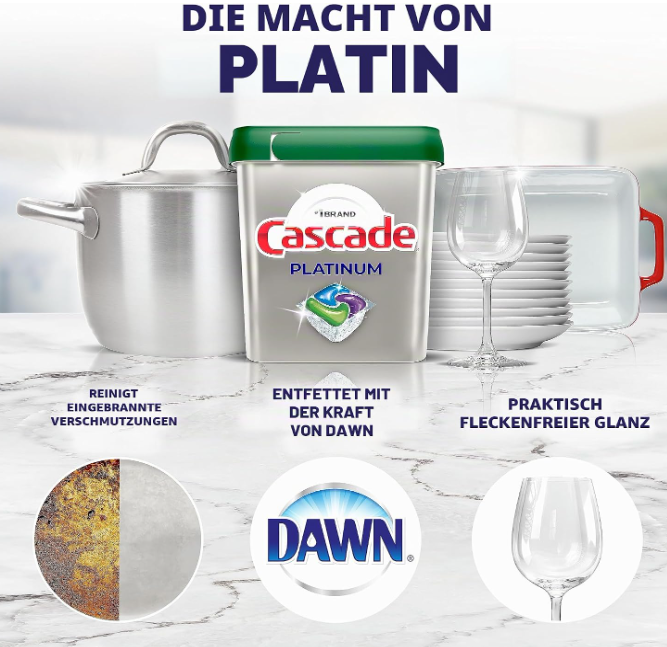 Cascade Platinum ActionPacs Dishwasher Detergent 62 Pacs