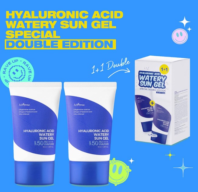 Isntree Hyaluronic Acid Watery Sun Gel SPF50+ PA++++ 2-Pack, 2 x 50ml