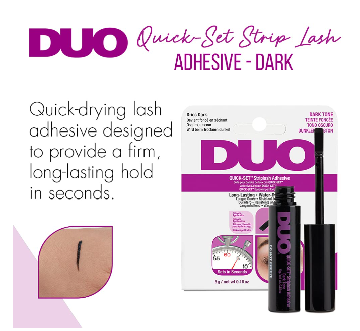 DUO Quick-Set Lash Glue Purple Striplash Adhesive Dark Tone Latex Free 5g