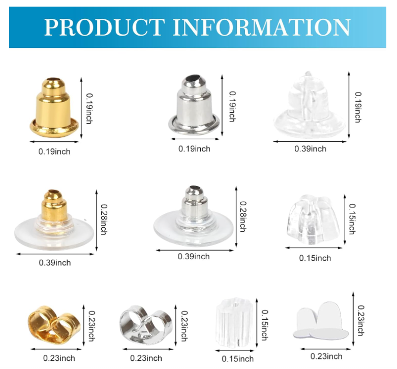 Fogcosy 450 Pcs Earring Backs with 10 Styles