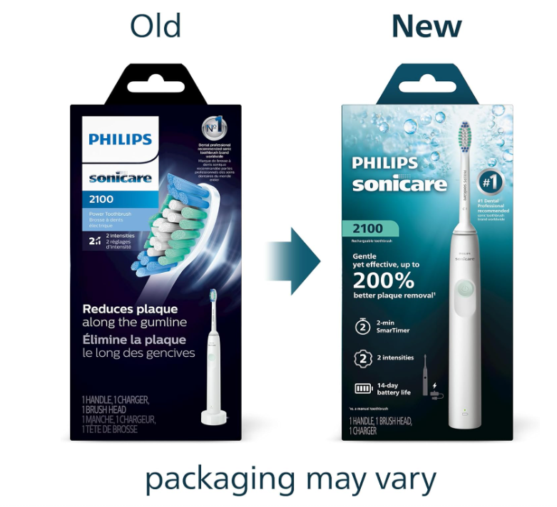 Philips Sonicare 2100 Power Toothbrush, Rechargeable Electric Toothbrush  White Mint