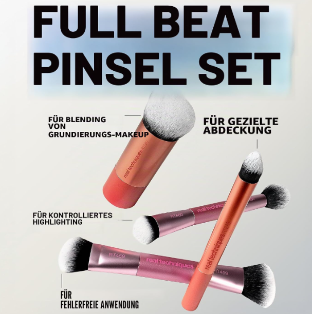 Real Techniques Makeup Brush Set Full Beat 4-Piece Set