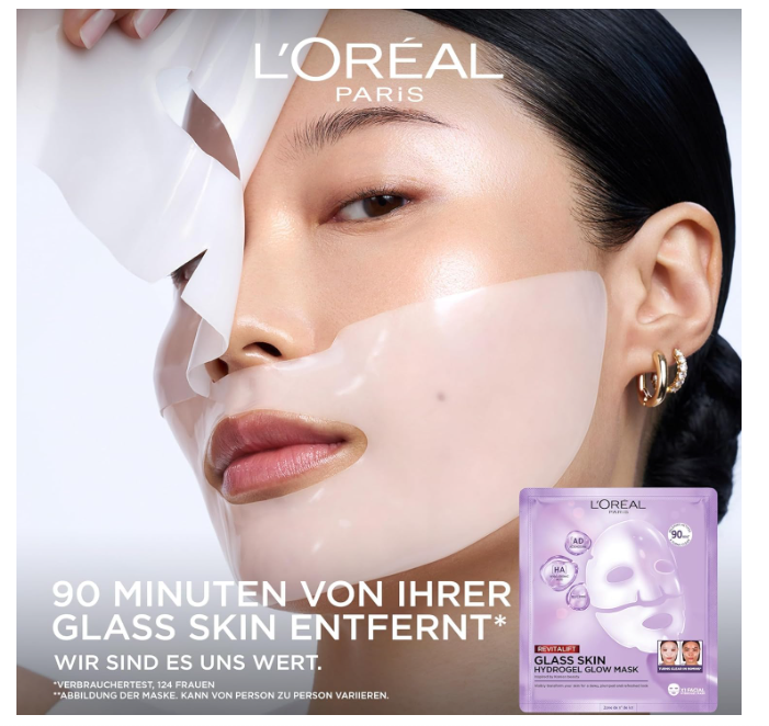 L'Oréal Paris Glass Skin Hydrogel Glow Mask – Box of 4