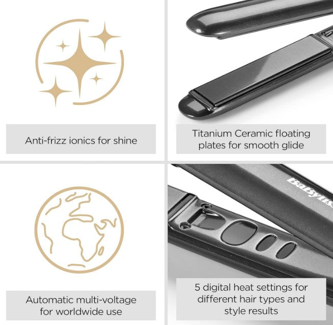 BaByliss Titanium Shine Hair Straightener – Model ST620U