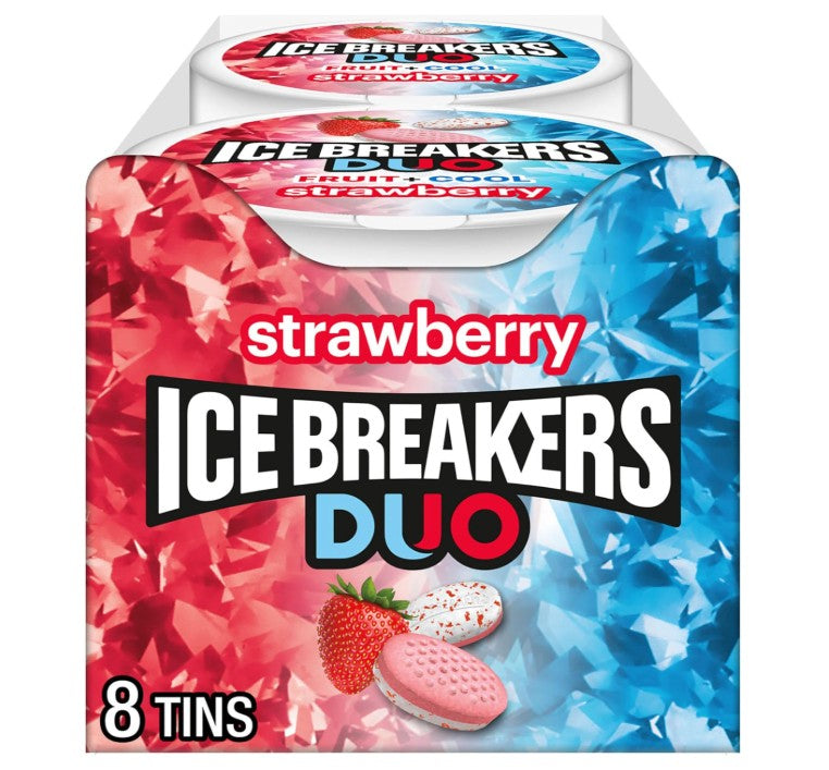Ice Breakers Duo Sugar Free Mints Strawberry & Mint – Pack of 8 x 42g