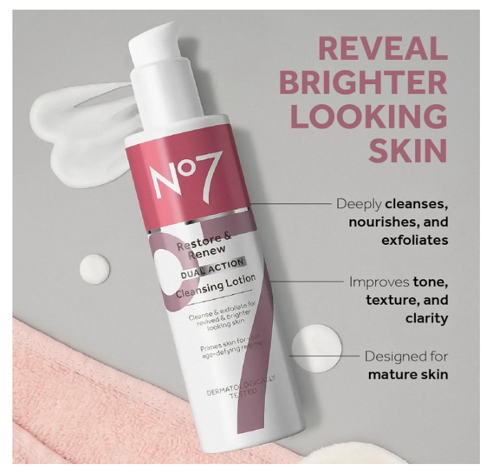 No7 Restore &amp; Renew Dual Action Cleansing Lotion 200 ml