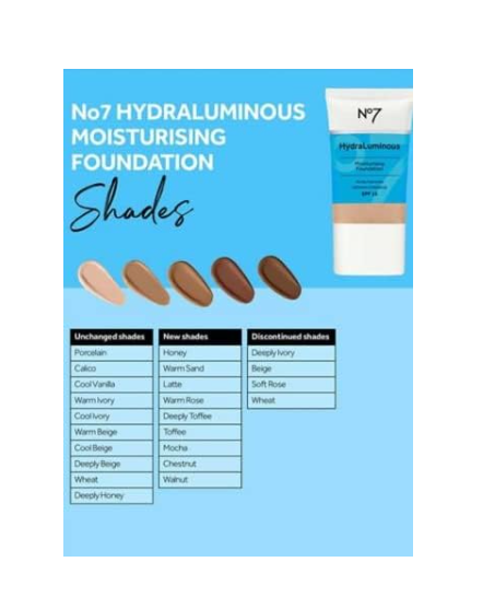 No7 HydraLuminous Moisturising Foundation SPF15 Calico 30ml