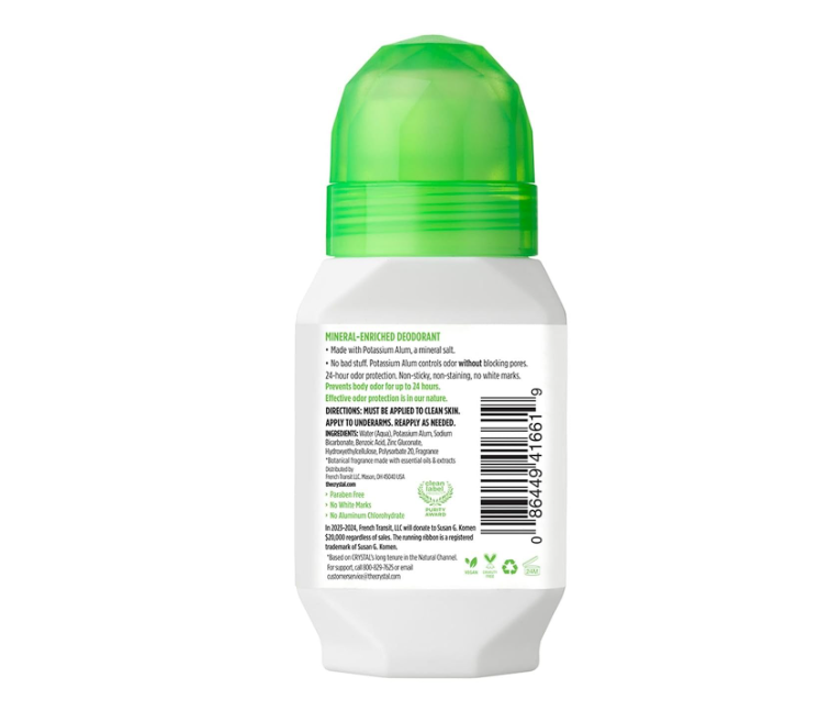 Crystal Essence Mineral Deodorant Roll-On Vanilla Jasmine 66ml