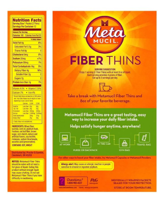 Metamucil MultiGrain Fiber Wafers Apple Crisp 12 Single Serve Packets