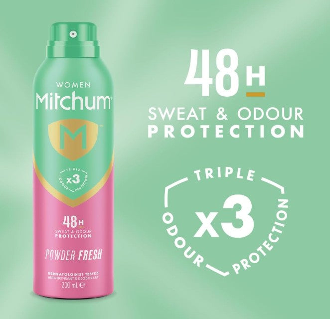 Mitchum Women Triple Odor Defense 48HR Protection Deodorant Spray & Antiperspirant 200ml