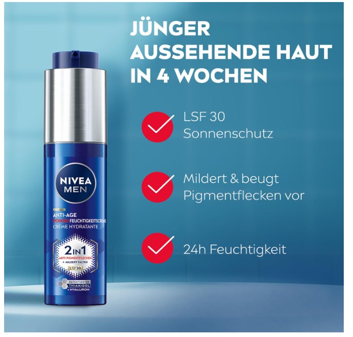 Nivea Men Anti-Age Power 2 in 1 Anti-Pigment Moisturizer SPF30 50ml