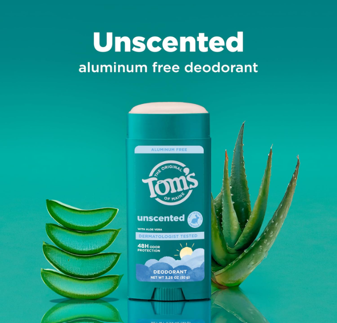 Tom's of Maine Unscented Natural Deodorant Stick 3.25g