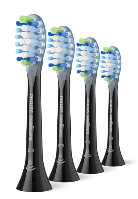 Philips Sonicare C3 Premium Plaque Defence Genuine Replacement Toothbrush Heads 4 Pack Black
