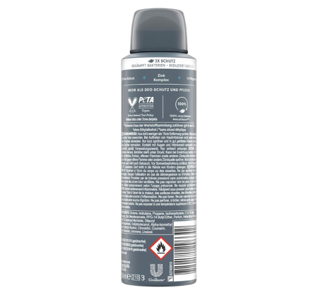 Dove Men+Care Advanced Clean Comfort 0% Aluminium Salts Deodorant Spray 150ml