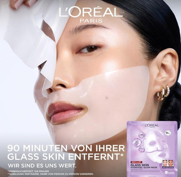 L'Oréal Paris Glass Skin Hydrogel Glow Mask Box of 4