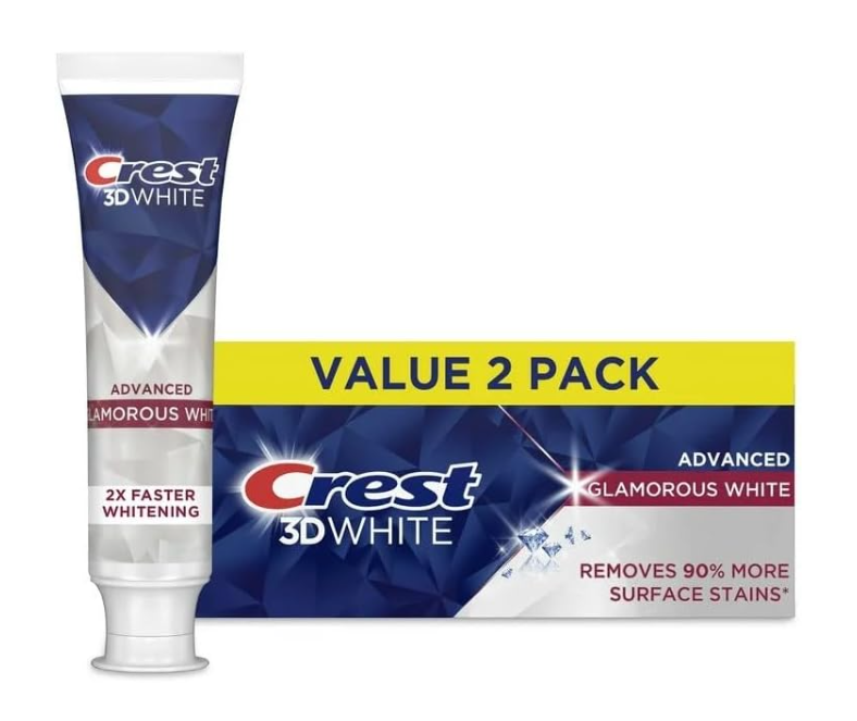 Crest 3D White Fluoride Anticavity Toothpaste Glamorous White 93g 2 Pack