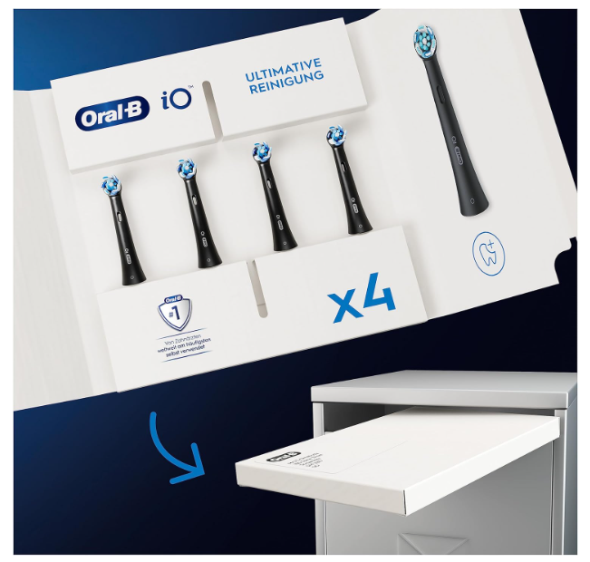 Oral-B iO Ultimate Clean Replacement Brush Heads Black 4 Pack