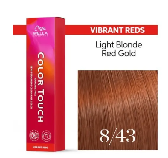 Wella Professionals Color Touch 8/43 Vibrant Reds Light Blonde Red Gold 60ml