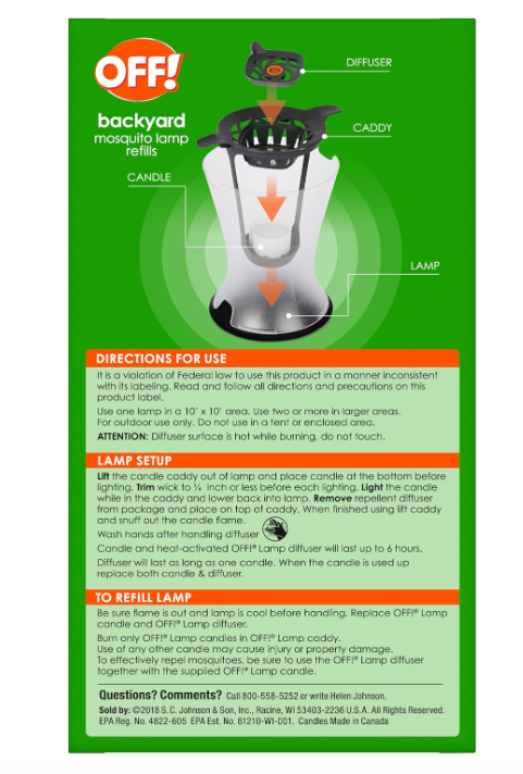OFF! Backyard Mosquito Lamp Refills 2 Diffusers