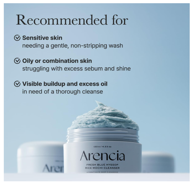 Arencia Fresh Blue Hyssop Rice Mochi Cleanser 120g