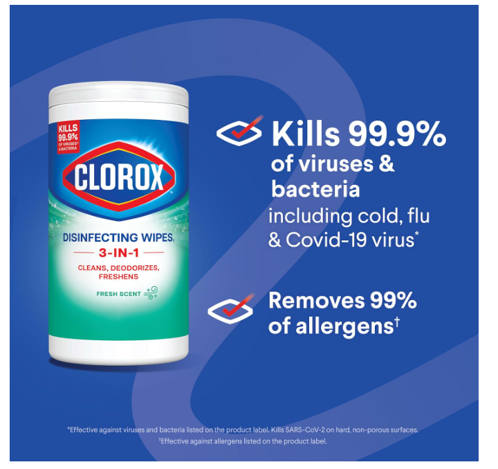 Clorox Disinfecting Wipes Canister Fresh Scent 75ct