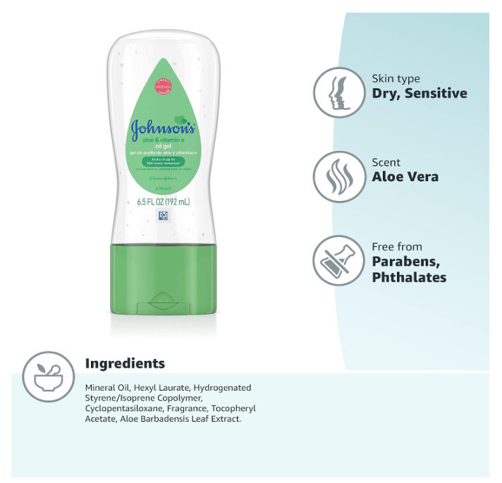 Johnson’s Baby Gel Oil with Aloe & Vitamin E 6.5 fl oz