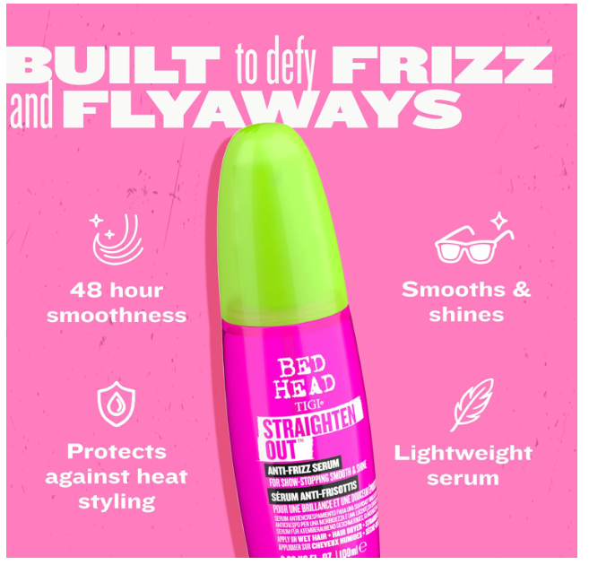 Bed Head by TIGI Straighten Out Anti-Frizz Serum for Smooth and Shiny Hair 100ml