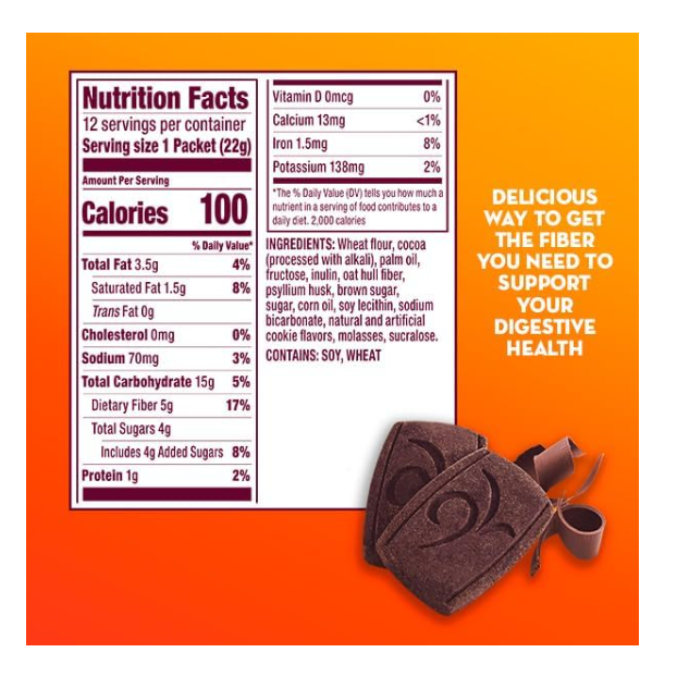Metamucil Fiber Thins Daily Psyllium Husk Fiber Supplement Chocolate Flavor 12 Count