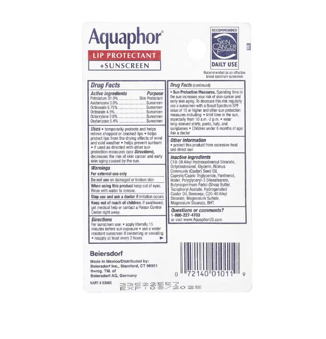 Aquaphor Lip Protectant Repairs & Protects 10ml