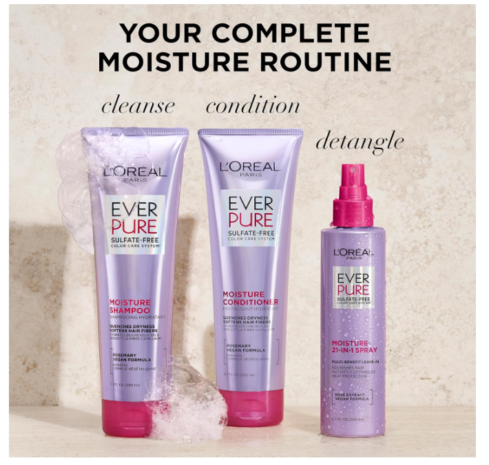 L'Oreal Paris Moisture Sulfate Free Shampoo and Conditioner Set 250ml Each