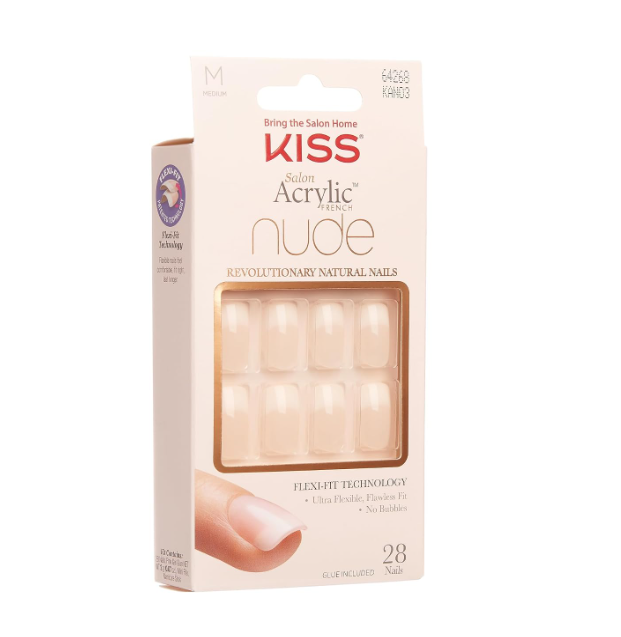 KISS Salon Acrylic Nude Press-On False Nails Style Cashmere KAN03 64268 Medium Squoval 28pcs