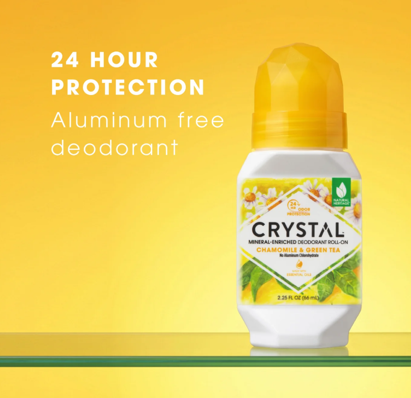 Crystal Essence Mineral Deodorant Roll-On Chamomile & Green Tea 66ml