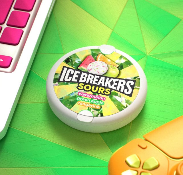 Ice Breakers Sours Watermelon, Green Apple & Tangerine Sugar-Free Mints 42g