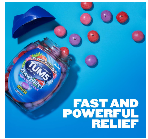 TUMS Antacid Chewy Bites 60 Chewable Tablets