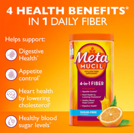 Metamucil psyllium Fiber Suppliment 4-in-1 Fiber 72 Doses