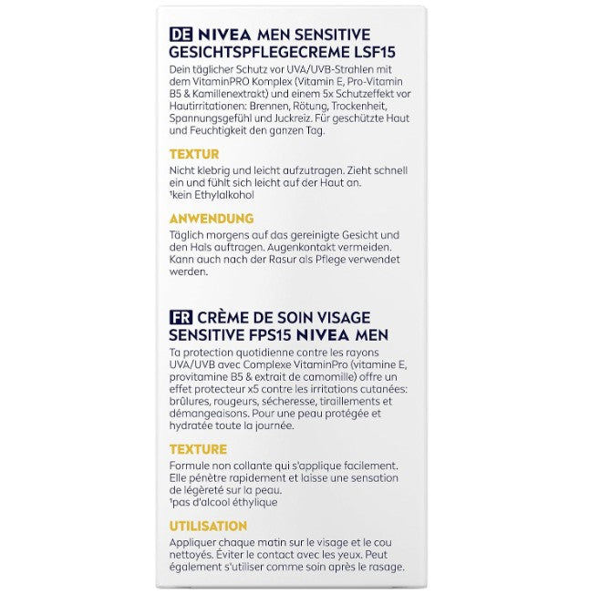 Nivea Men Sensitive Face Care Cream SPF15 75ml