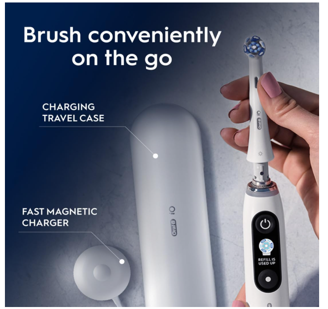 Oral-B iO Series 9 Electric Toothbrush White Alabaster with Charging Case & Fast Charger