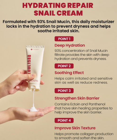 K-Secret Seoul 1988 Cream Snail Mucin 93% + Rice 100ml