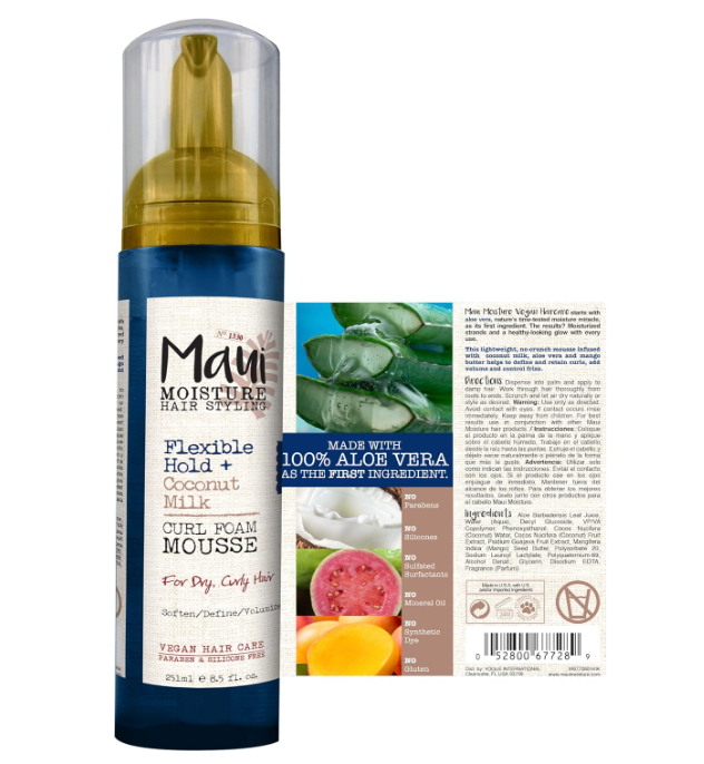 Maui Moisture Flexible Hold + Coconut Milk Curl Foam Mousse 8.5oz
