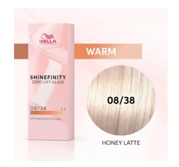 Wella Professionals Zero Lift Shinefinity Glaze 08/38 Warm Honey Latte 60ml
