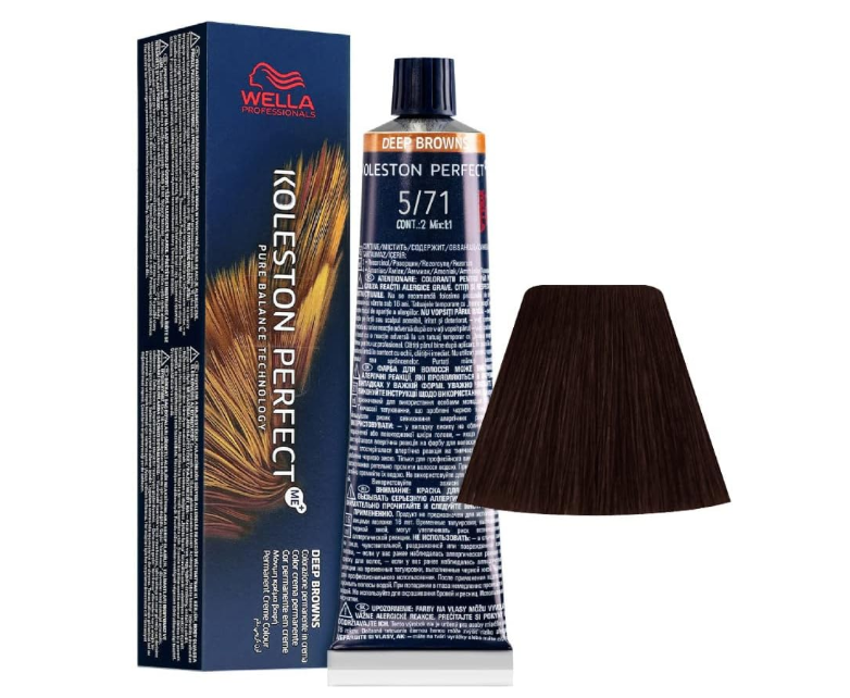 Wella Professionals Koleston Perfect Me 5/71 Light Brown Ash 60ml – 3 Pack