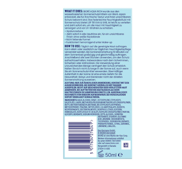Biore UV Aqua Rich Watery Essence SPF50+ PA++++ 50g